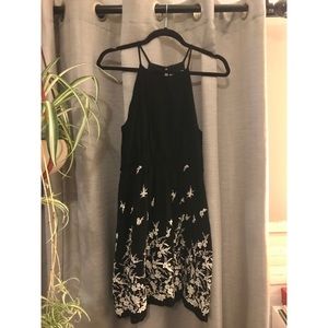 Black Summer Dress with White Embroidery
